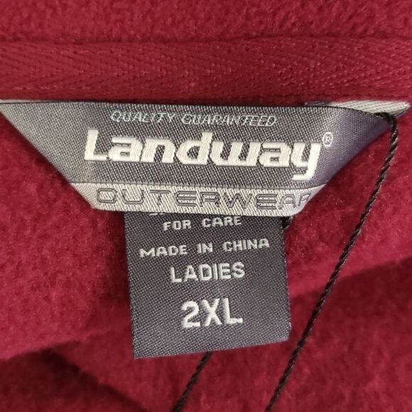 NWT ❤🤍🖤 Landway Fleece Grape Zip Up Cardigan Sweater - Picture 12 of 13